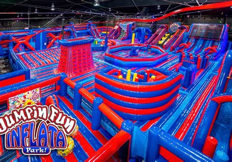 Jumpin fun inflata park - You don't have to let the rain keep you in the house though, there are plenty of awesome indoor things to do, like this awesome new inflatable theme park at Jumpin' Fun Inflata Park. Formerly a trampoline park called Jumpin' Fun Sports, now a massive 15,000 square foot mega-inflatable playground that will unleash your inner kid.